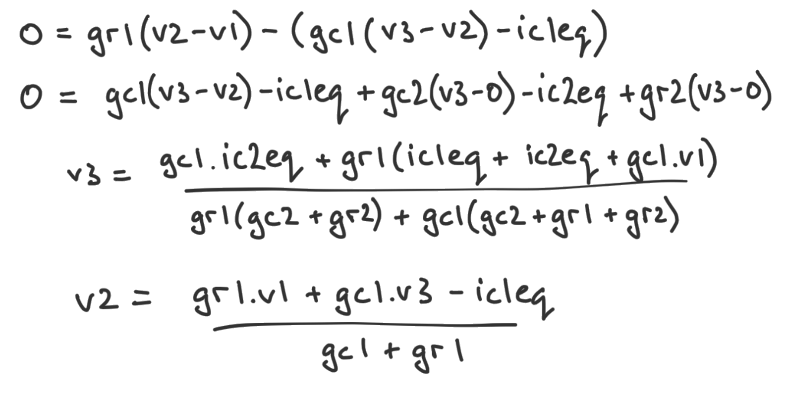 Equations for LPF, HPF voltages